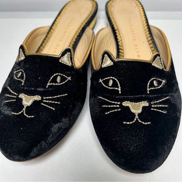 Charlotte Olympia size 36.5 Velvet kitty 🐈⬛ flat/slippers - Picture 4 of 13